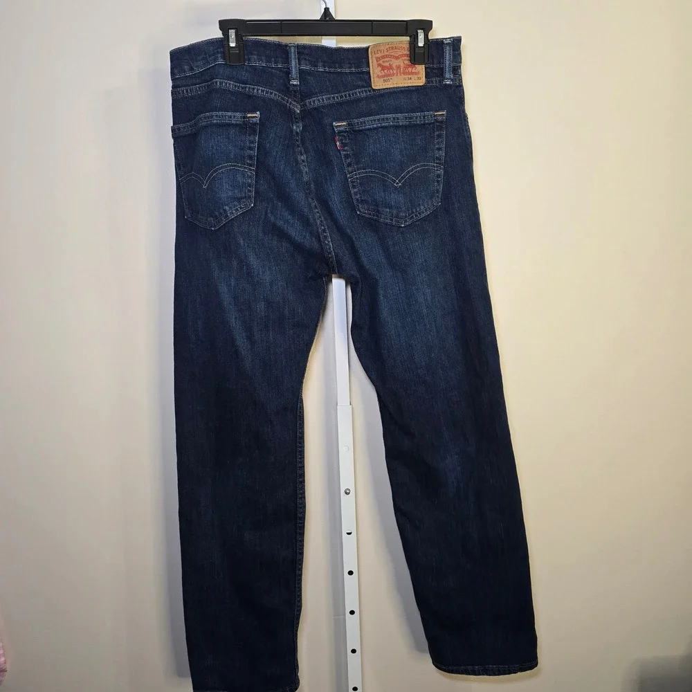 Levi's 505 Jeans Mens W34 L32 Dark Wash Regular Fit‎ Denim Pants
